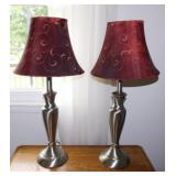 Pair of metal table lamps w/ linen shades,
