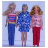 Three 1960's Mattel Skipper dolls & clothes,