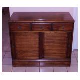 Solid wood louvered sliding door cabinet w/