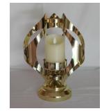 Mid Century Mascot brass pillar candle holder with
