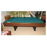 Billiards pool table w/ oak rack , cues & balls,