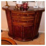 Modern Demilune console cabinet w/ 2 drawers &