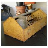 Vintage metal handheld toolbox & contents