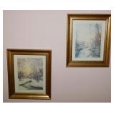 Two 1978 landscape prints in gilded frames, 10' x
