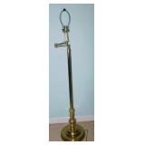 Brass tone bridge floor lamp, no shade