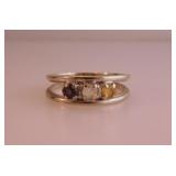 10K white gold split band Mother's birthstone ring