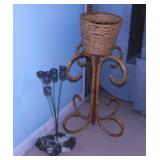 Mid Century bamboo patio planter stand,