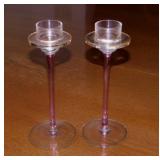 Pair of gilded blown glass tealight candle holders