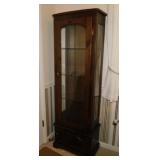 Lighted curio cabinet w/ key, glass shelves &