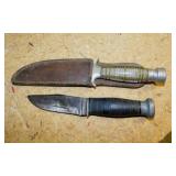 Kinfolks 380 fixed blade knife in leather sheath,
