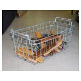 Wooden pant hangers - metal basket
