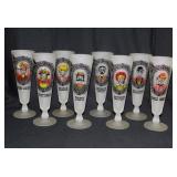 Set of 8 Gay Nineties frosted pilsner glasses,