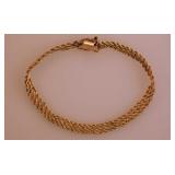 14K yellow gold woven mesh 7' bracelet,
