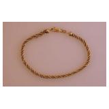 14K yellow gold Italy rope twist 7' bracelet,