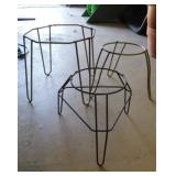 3 metal patio plant stands, tallest is 11'