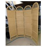 Rattan 4 section folding dressing screen, 72' x
