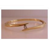 14K yellow gold & diamond bangle bracelet with