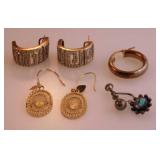 Sterling silver pierced earrings: 2 pair and