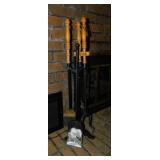 Fireplace tool set in wrought iron stand - Hand