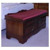 Lane cedar chest w/ key & upholstered bench seat,