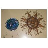 Pressed steel smiling sun wall decor, 22' diam. -
