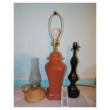 Handmade pottery kerosene lamp, signed - Pottery