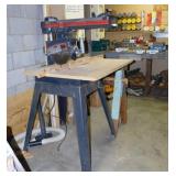 Craftsman 10' radial arm saw on work stand, runs,