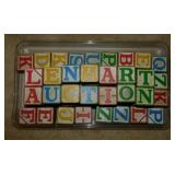 47 vintage wooden alphabet blocks