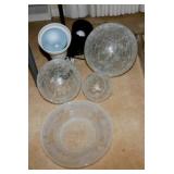 3 crackle glass spheres - 2 can lights