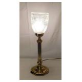 Brass & crystal torchiere table lamp, 16' tall