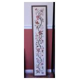 Kitschy needlepoint floral vine framed wall art,