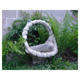 Large concrete basket planter, some damage,