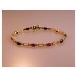 14K yellow gold diamond & multi gemstone