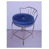 Mid Century brass vanity stool w/ velvet cushion,