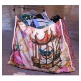 Crafting feathers, accessories & lace in tote bag