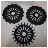 3 tractor planter plates, largest is 8" diameter