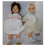 5 antique baby dolls, tallest is 21"
