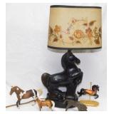 Mid Century rearing horse bedside table lamp with