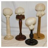 4 wooden hat stands