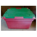 Flip top storage tote
