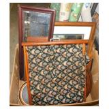 Vintage floral fabric sewing basket - Framed