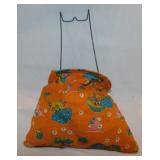 Vintage cloth hanging clothespin holder w/ wooden