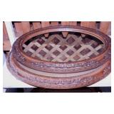 Two plastic framed oval wall mirrors, 18" x 24"