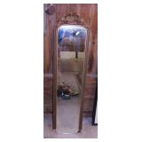 2 narrow framed mirrors & antique picture frame,