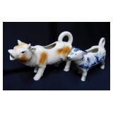 2 vintage cow creamers: Delft Blue Holland with