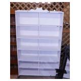Painted wood 6 shelf display shelving unit,