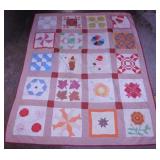 Vintage hand stitched & appliqued Patchwork quilt