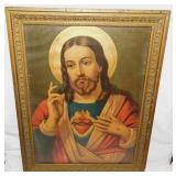 Pair of inspirational Sacred Heart framed prints,