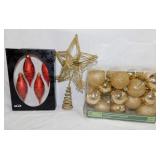 2 boxes glittery Christmas tree ornaments -