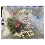 Storage tote full of Christmas beaded garland &